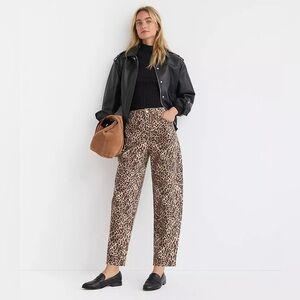 LOFT High Rise Barrel Jeans in Leopard Print